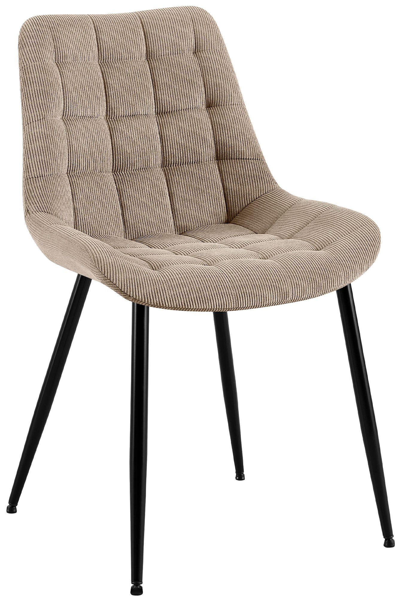ESSZIMMERSTUHL Cord Taupe - Taupe/Schwarz, Textil/Metall (52/83/58cm) - CLP