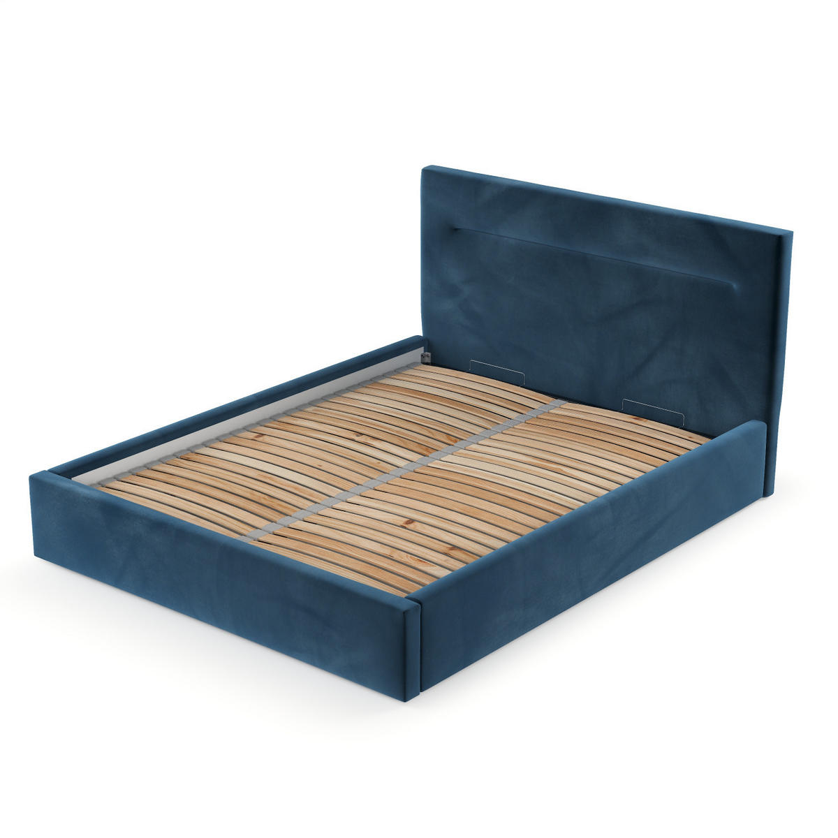 POLSTERBETT Liline 140/200 cm Dunkelblau im Kronos Stoff - Schwarz/Naturfarben, Holz/Holzwerkstoff (140/200cm) - AltaBeds