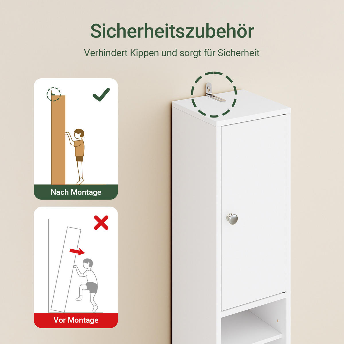HOCHSCHRANK schmal, Weiß, 20x180x20cm - Weiß, Holzwerkstoff (20/180/20cm) - SoBuy