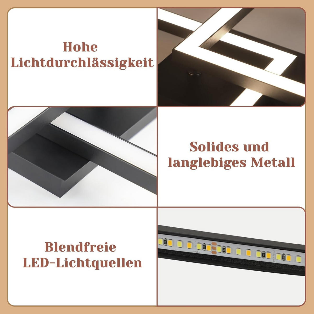 LED-DECKENLEUCHTE Strahlfrost 6/47/29.5 cm - Schwarz, Metall (29.5/6/47cm) - ZMH