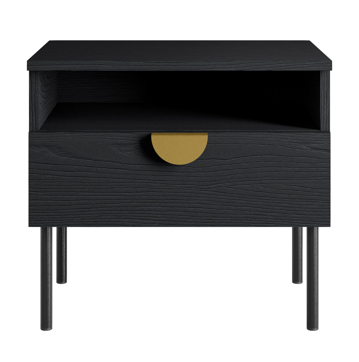 NACHTTISCH Brunelli 2S Schwarz 50/45,5/43,5 cm – 2er Set - Schwarz, Holzwerkstoff/Metall (50/45.5/43.5cm) - AX Living