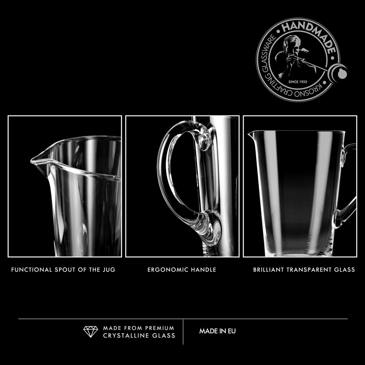 WASSERKRUG, 1 Stk., 1000 ml, Handgemacht - Transparent, Glas (1L) - Krosno Glass