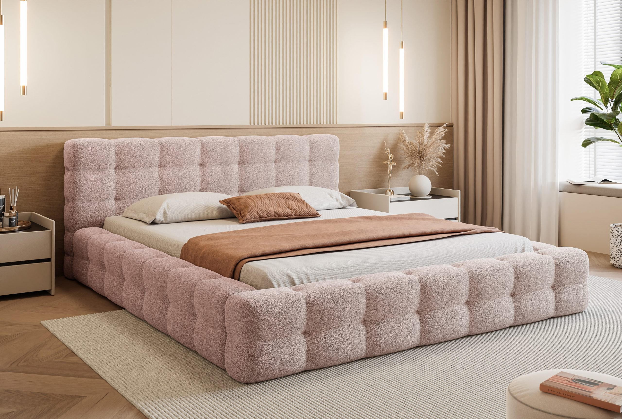 POLSTERBETT Calida 140x200 cm, Hellrosa - Pink, Textil (140/200cm) - Fedve