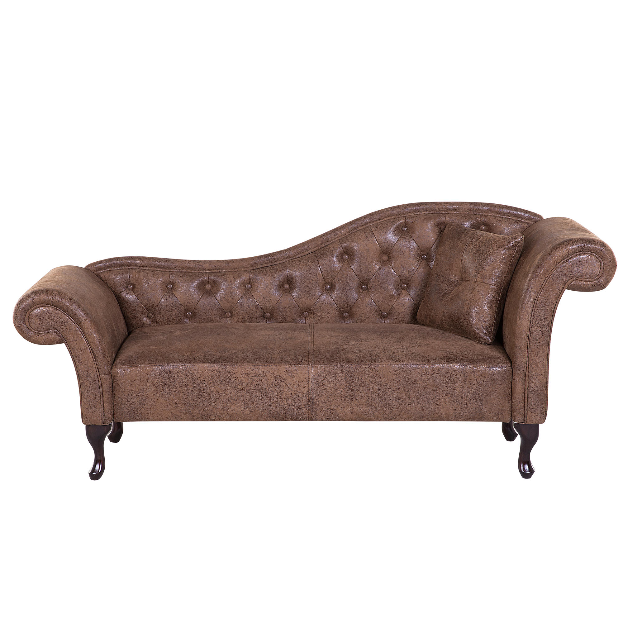 CHAISELONGUE Kunstleder hellbraun rechtsseitig Lattes - Braun, Kunststoff/Textil (188/87/59cm) - Beliani