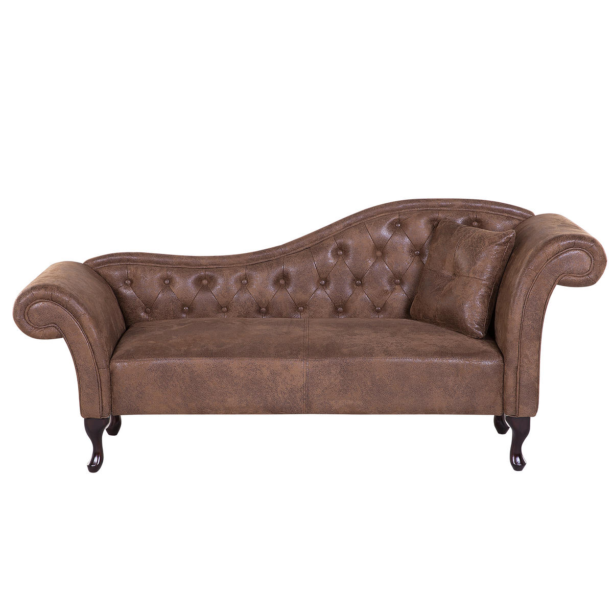 CHAISELONGUE Kunstleder hellbraun rechtsseitig Lattes - Braun, Kunststoff/Textil (188/87/59cm) - Beliani