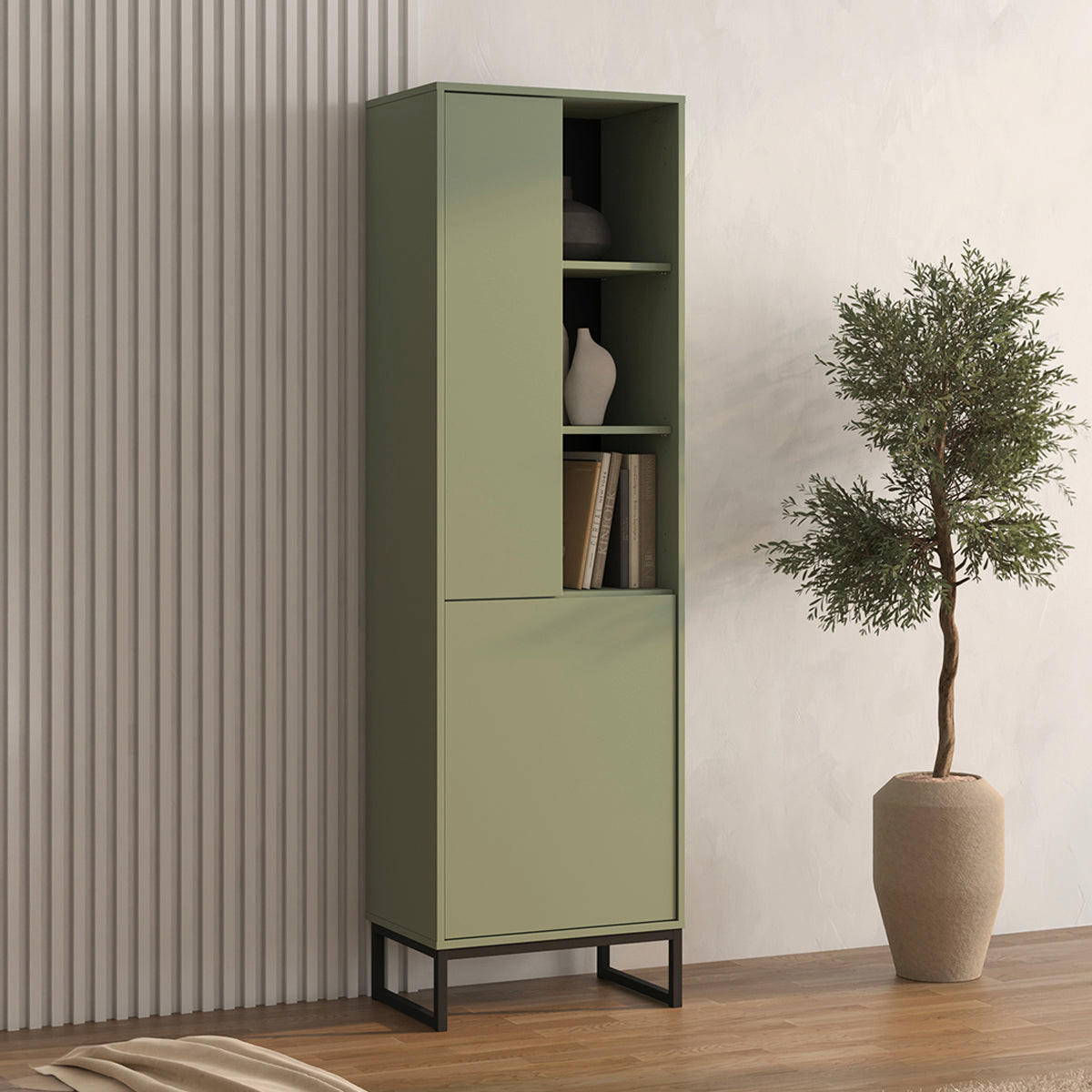 REGÁL NA KNIHY Loa Zelená - zelená, kompozitné drevo (53.5/180/36.5cm) - Petits-meubles