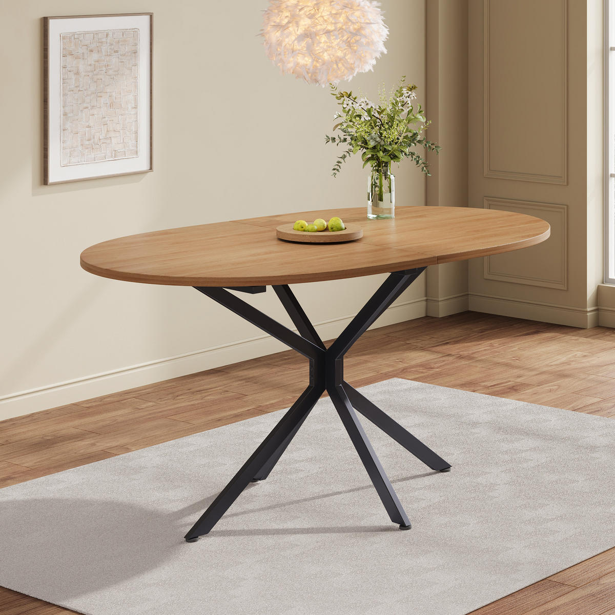 ESSTISCH aus MDF mit Kreuzbein-Design, 120/80/75,5 cm, Natur - Naturfarben, Holzwerkstoff (120/80/75.5cm) - Redom