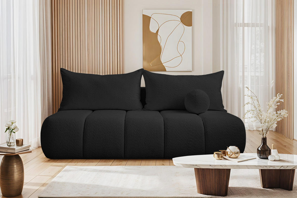 SCHLAFSOFA PIANO Schwarz - Schwarz, Holz (207/91/103cm) - Kaiser Möbel