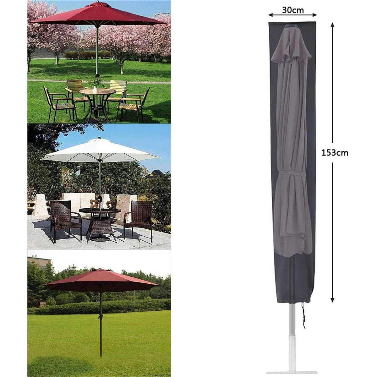 SCHUTZHÜLLE für Sonnenschirm 153 x 30 x 30 cm Grün - Grün, Textil (30/153/30cm)