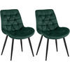 STUHL 2er Set Samt Grün - Schwarz/Grün, Textil/Metall (56/85/63cm) - CLP