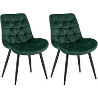 STUHL 2er Set Samt Grün - Schwarz/Grün, Textil/Metall (56/85/63cm) - CLP