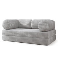 POHOVKA z pěny ALVIO s funkcí spaní Manšestrová látka Světle šedá - šedá/světle šedá, textil (170/68/80cm) - MASSENO