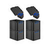 EUROBOX 4x NextGen Color mit Auflagedeckel 32x30x40 cm 30 Liter Schwarz Griffe blau zu - Blau/Schwarz, Kunststoff (30/32/40cm) - PROREGAL