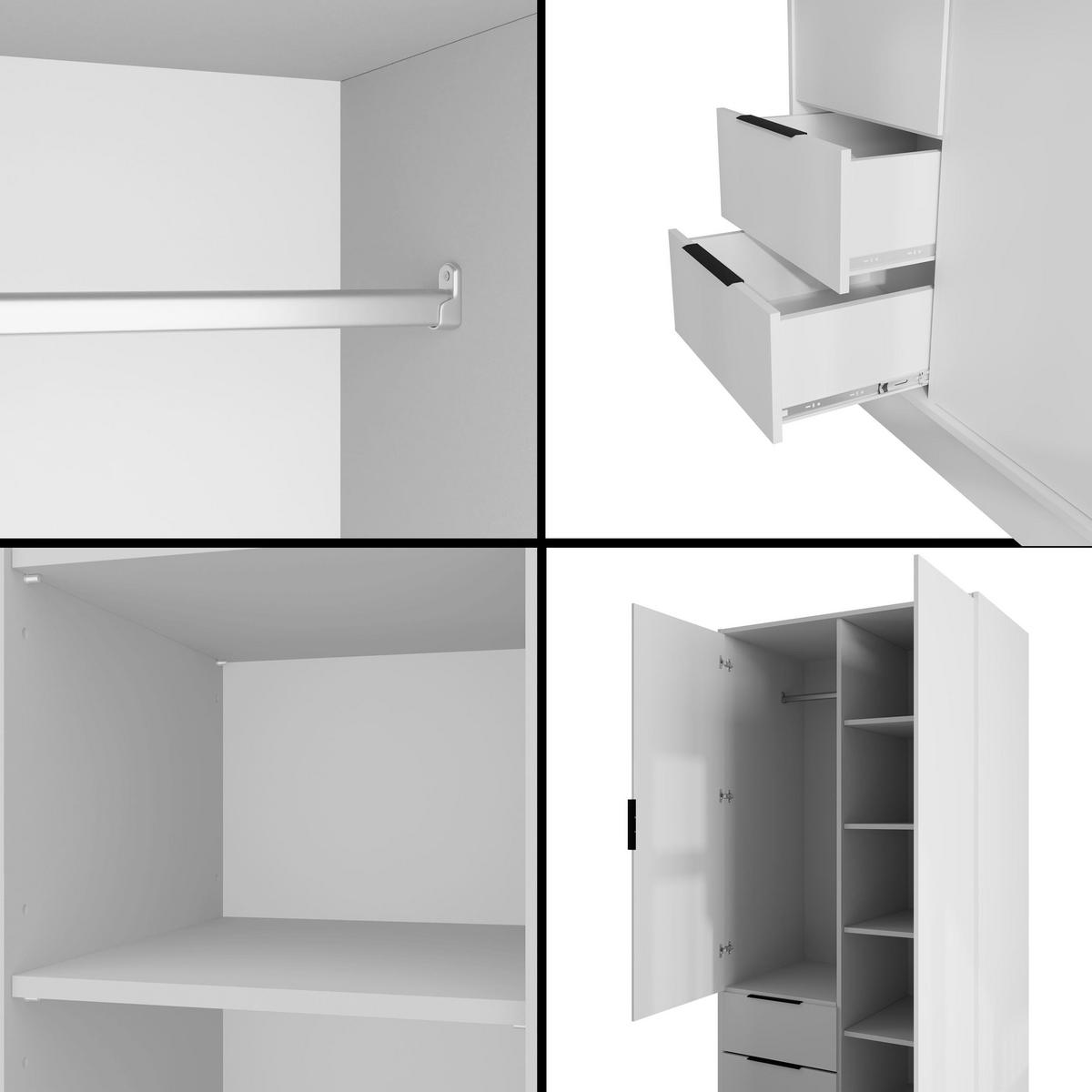 KLEIDERSCHRANK mit Flügeltüren KOLIN 100x200cm Weiß / Weiß - Weiß, Holzwerkstoff (102/200/51cm) - ALTDECOR