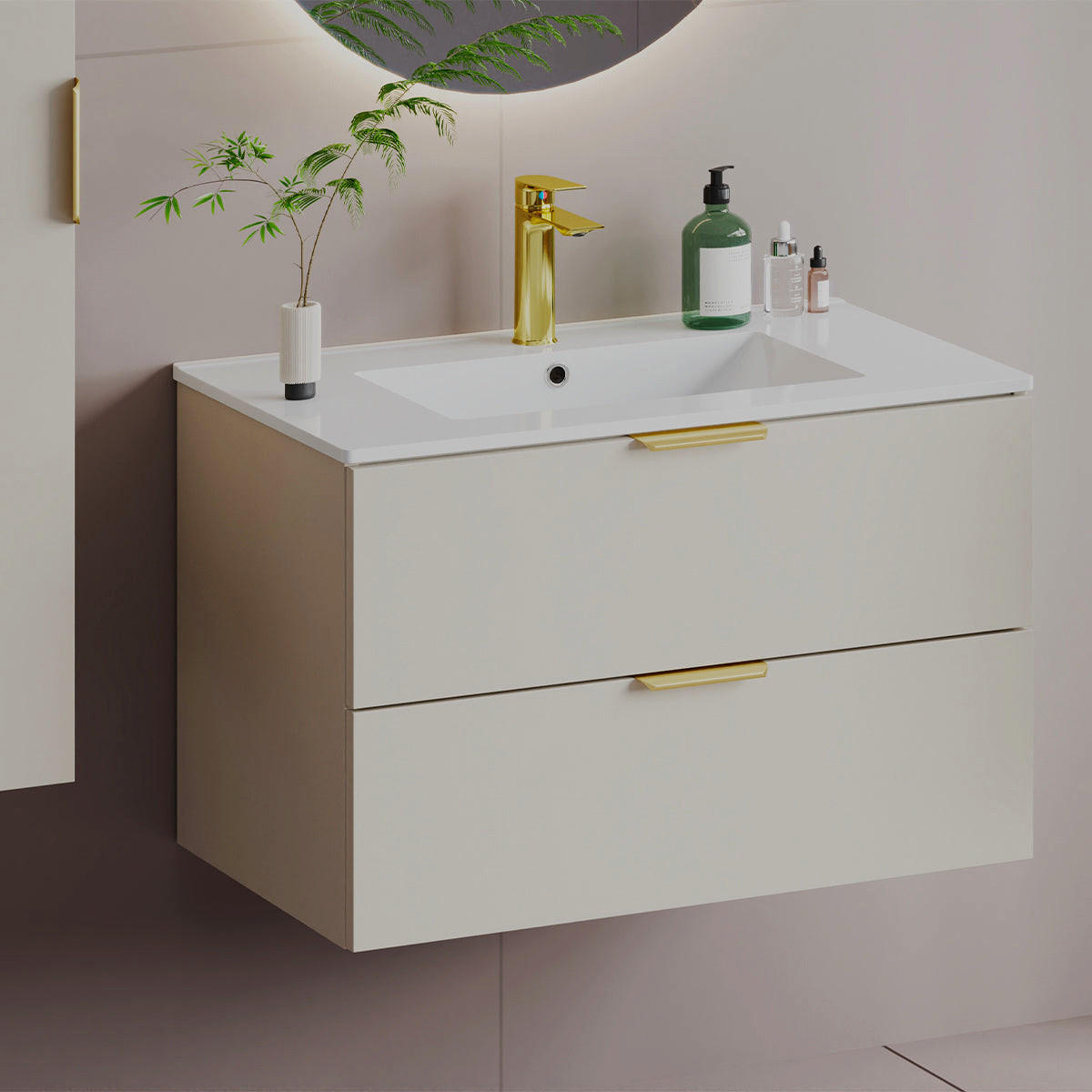 WASCHTISCH 80cm Astrid Kaschmir - Beige, Holzwerkstoff (80/50/45.8cm) - Petits-meubles