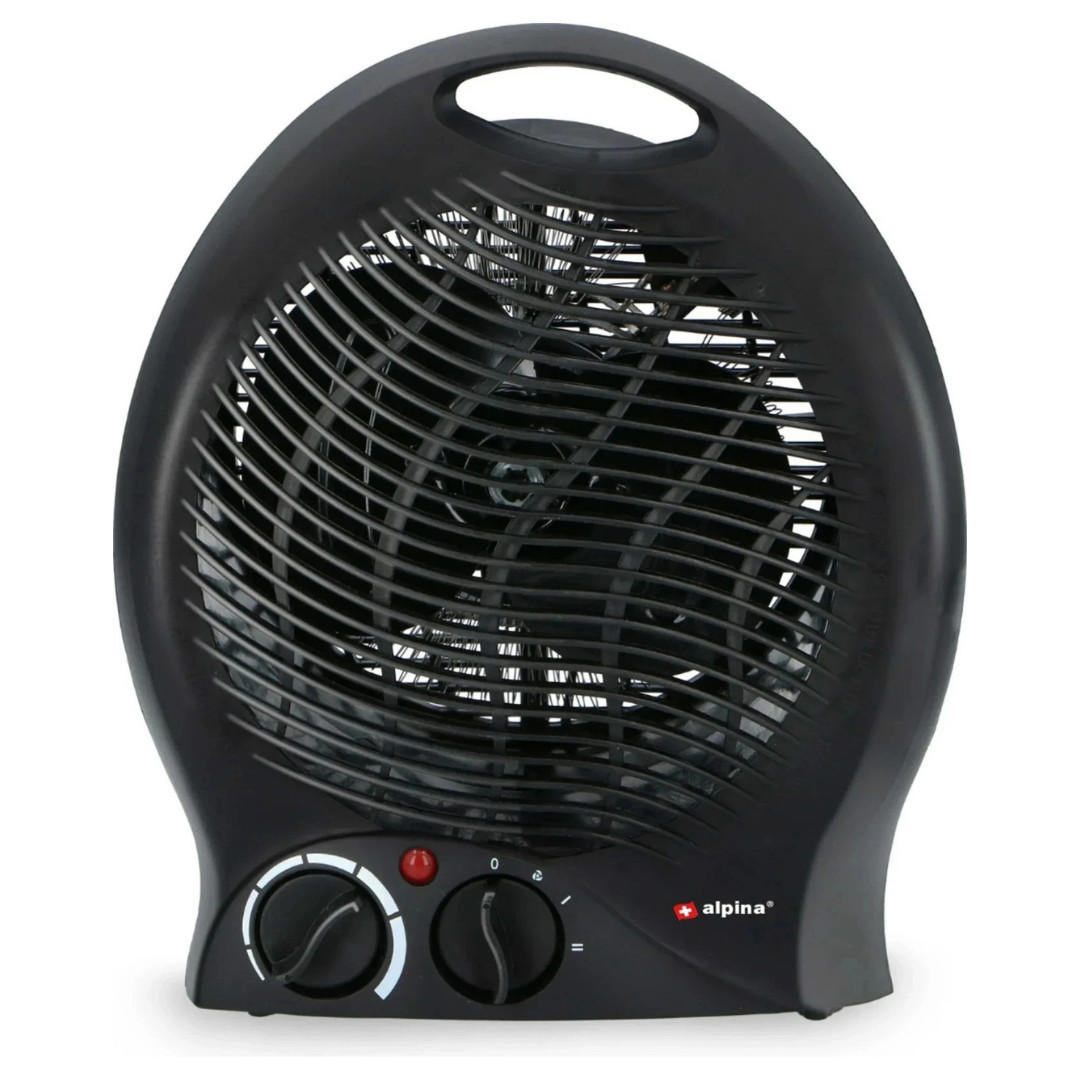 HEIZLÜFTER LQ801 Schwarz 2000W Thermostat, Elektroheizung, Heizgerät, Schnellheizer, Raumheizer, Heizlüfter Tragbar, Ventilatorfunktion, Innenraumheiz - Schwarz, Kunststoff (22/29/13cm) - Alpina