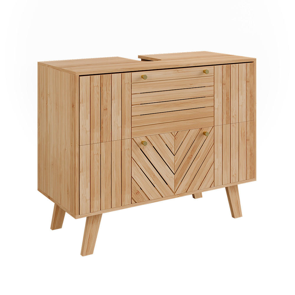 DISKBÄNKSSKÅP Lucie bambu 80x65 cm med 2 lådor Grön 65/80/36 cm