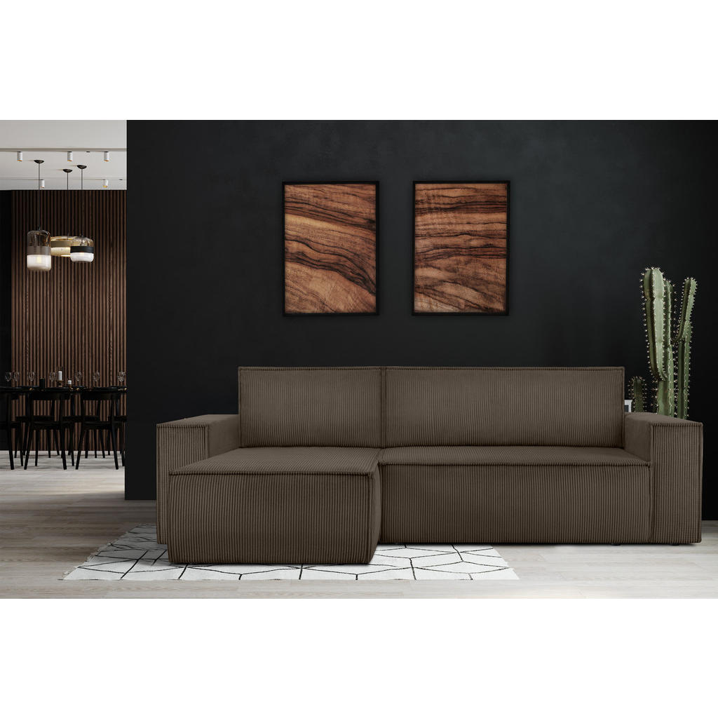 Thumbnail - Konsimo® Ecksofa-Links/Rechts, Braun, Textil, L-Form,L-Form, 262x148 cm, FSC 100%, Hergestellt in Europa, Wohnzimmer, So...