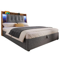 POLSTERBETT 90/200 cm Grau mit USB- und Type-C-Anschlüssen und LED-Beleuchtung - Grau, Textil (90/200cm) - OKWISH