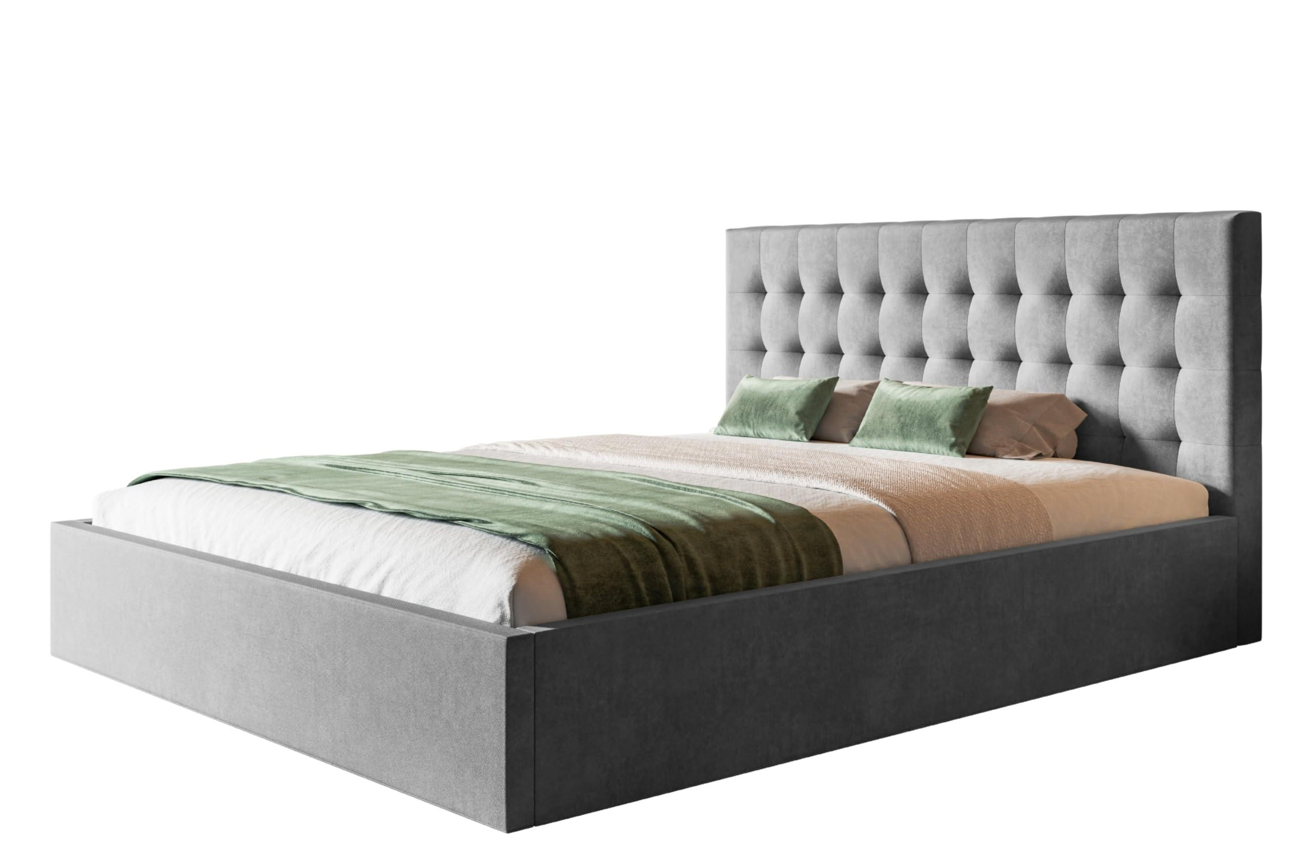 BETT 180x200 - Polsterbett mit Bettkasten und Metallrahmen - Modern Betten - Weicher Jasminstoff - Kollektion Rio, grau - Grau, Holz/Textil (180/200cm) - Alpi-Möbel