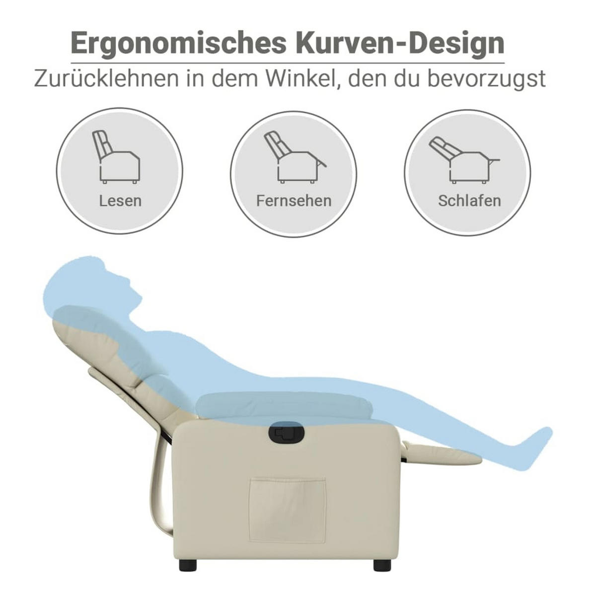 RELAXSESSEL Creme Kunstleder - Creme, Leder (99/99/75cm) - vidaXL