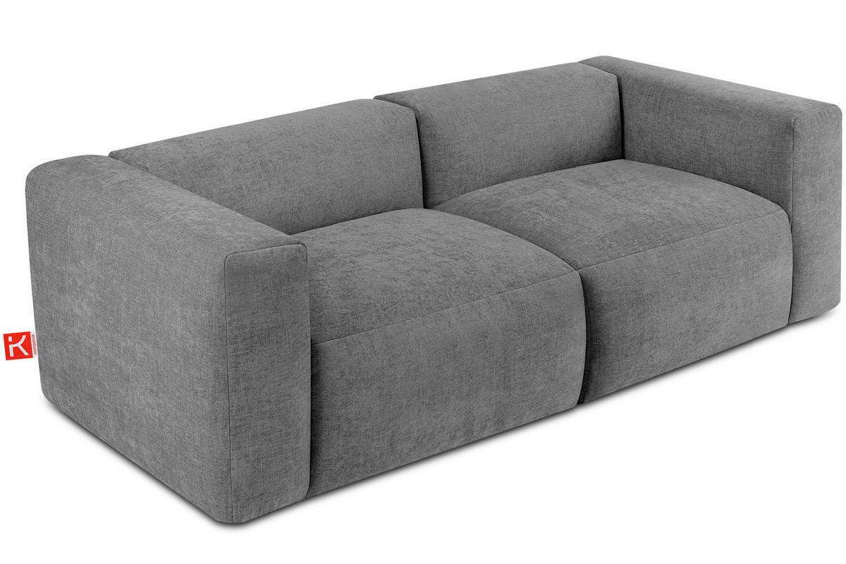 2,5-SITZER-MODULSOFA BUFFO mit extrem weicher und bequemer Sitzfläche, Gewebestoff, hell aschfahl - Hellgrau/Grau, Textil (250/73/96cm) - KONSIMO®