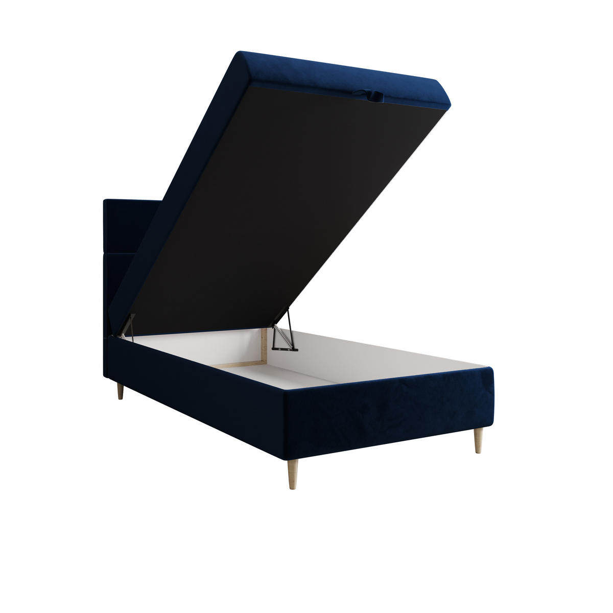 BOXBETT FLO 100x200 Itaka 11, mit Matratze H3, Bonell und Topper, Dunkelblau - Dunkelblau, Holz/Textil (100/200cm) - Bedante