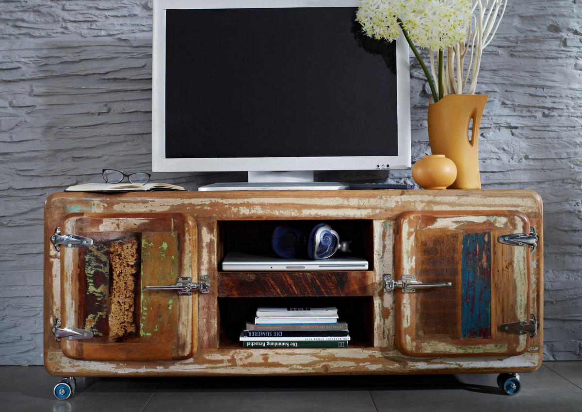 TV-BOARD Altholz 135x40x56 mehrfarbig lackiert FREEZY #10 - Multicolor, Holz (135/56/40cm) - Massivmoebel24