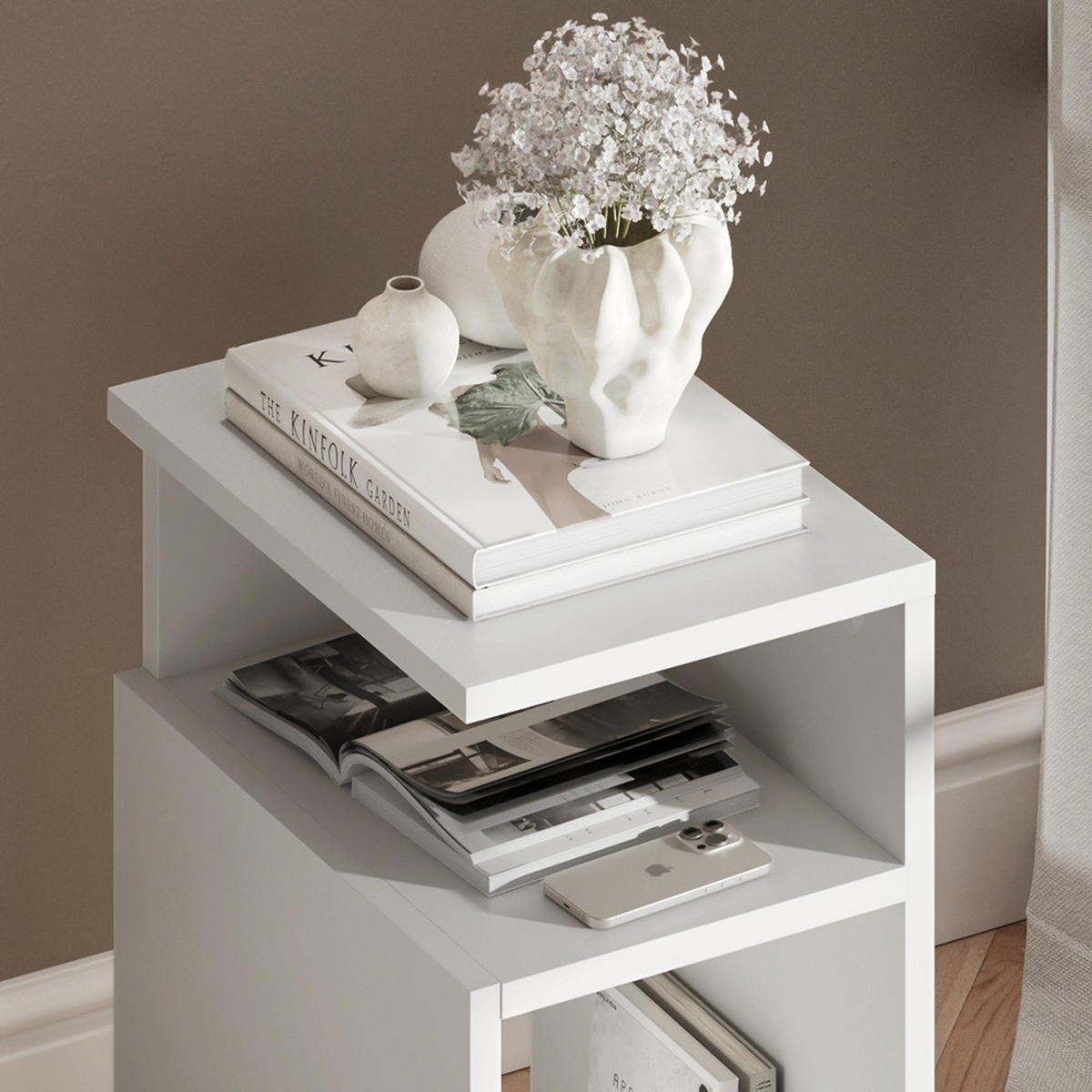 NACHTTISCH Elios Weiß 2er Set - Weiß, Holzwerkstoff (25/45.3/35cm) - Vicco