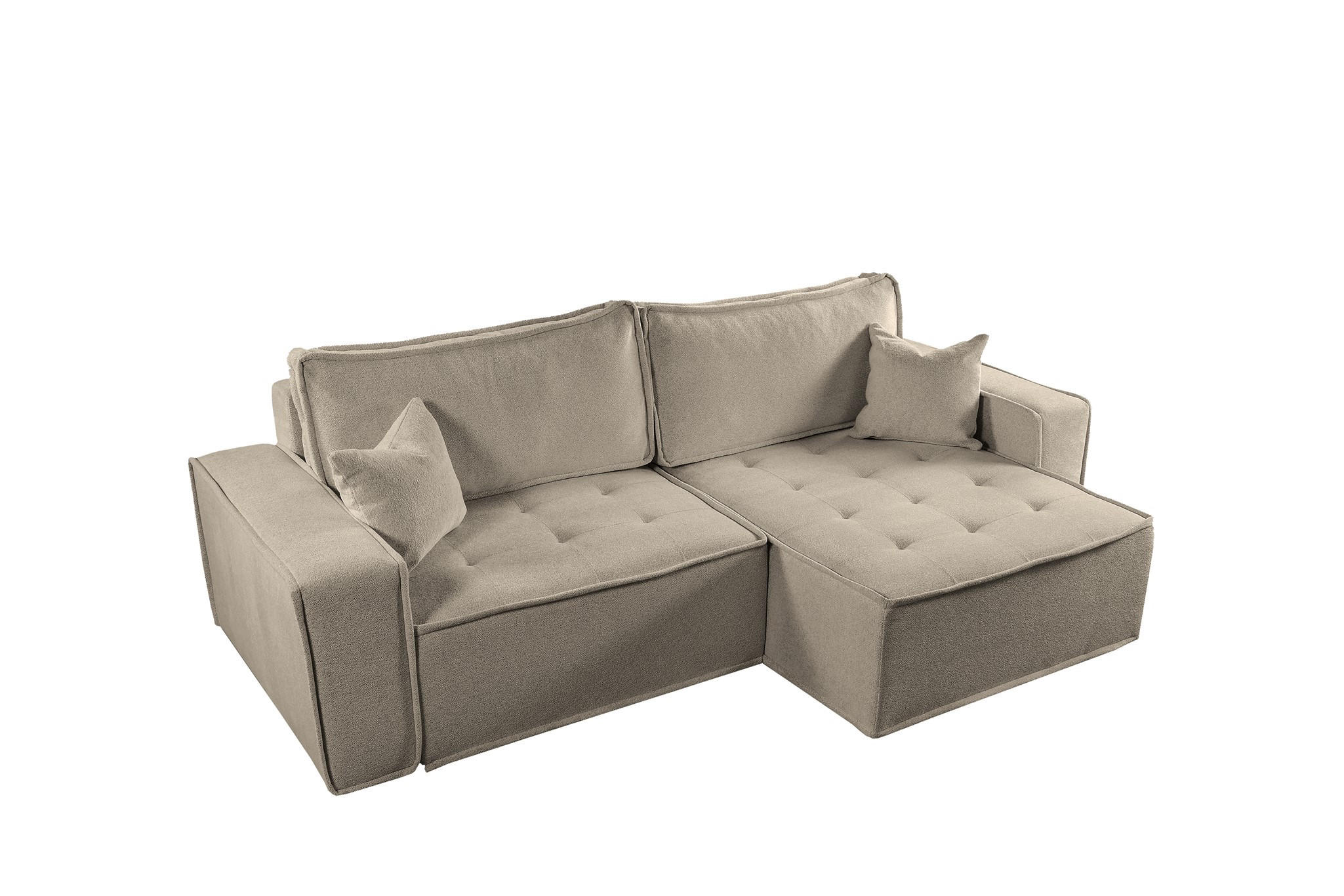 ECKSOFA Schlafsofa Flosi In Raven - Taupe, Holzwerkstoff/Textil (248/140cm) - Fun Möbel