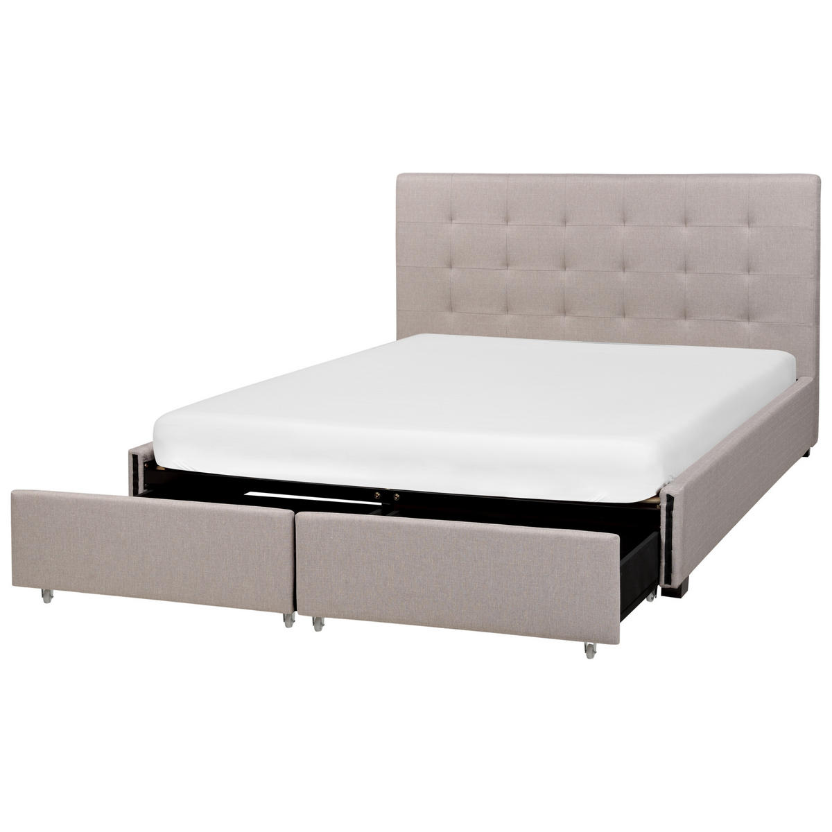 BETT 160/200 cm Hellgrau La Rochelle - Hellgrau/Schwarz, Textil (160/200cm) - Beliani