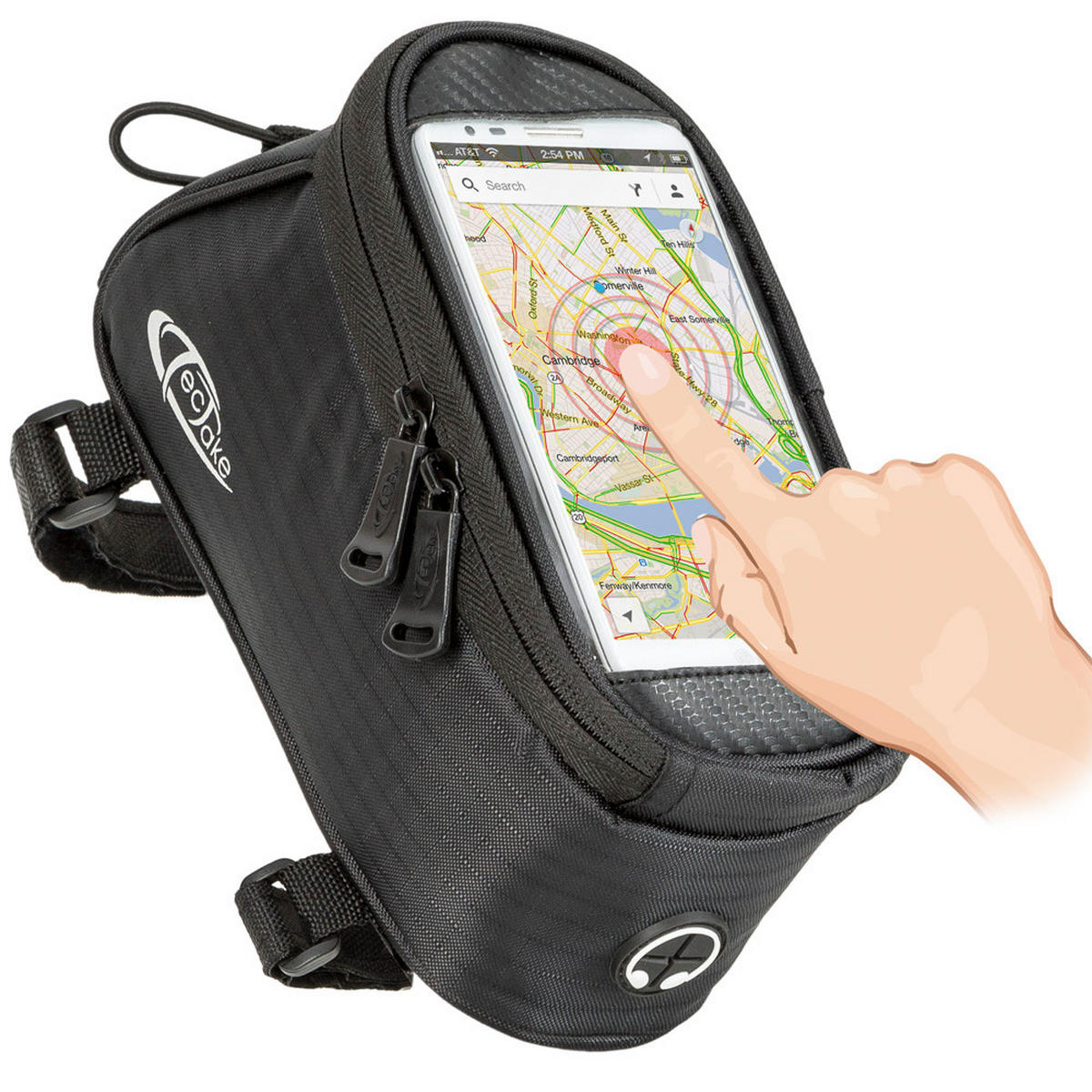 FAHRRADTASCHE ,Zusätzliche Spannseil-Sicherung ,schwarz - Schwarz, Kunststoff (9.5/10/20cm) - tectake
