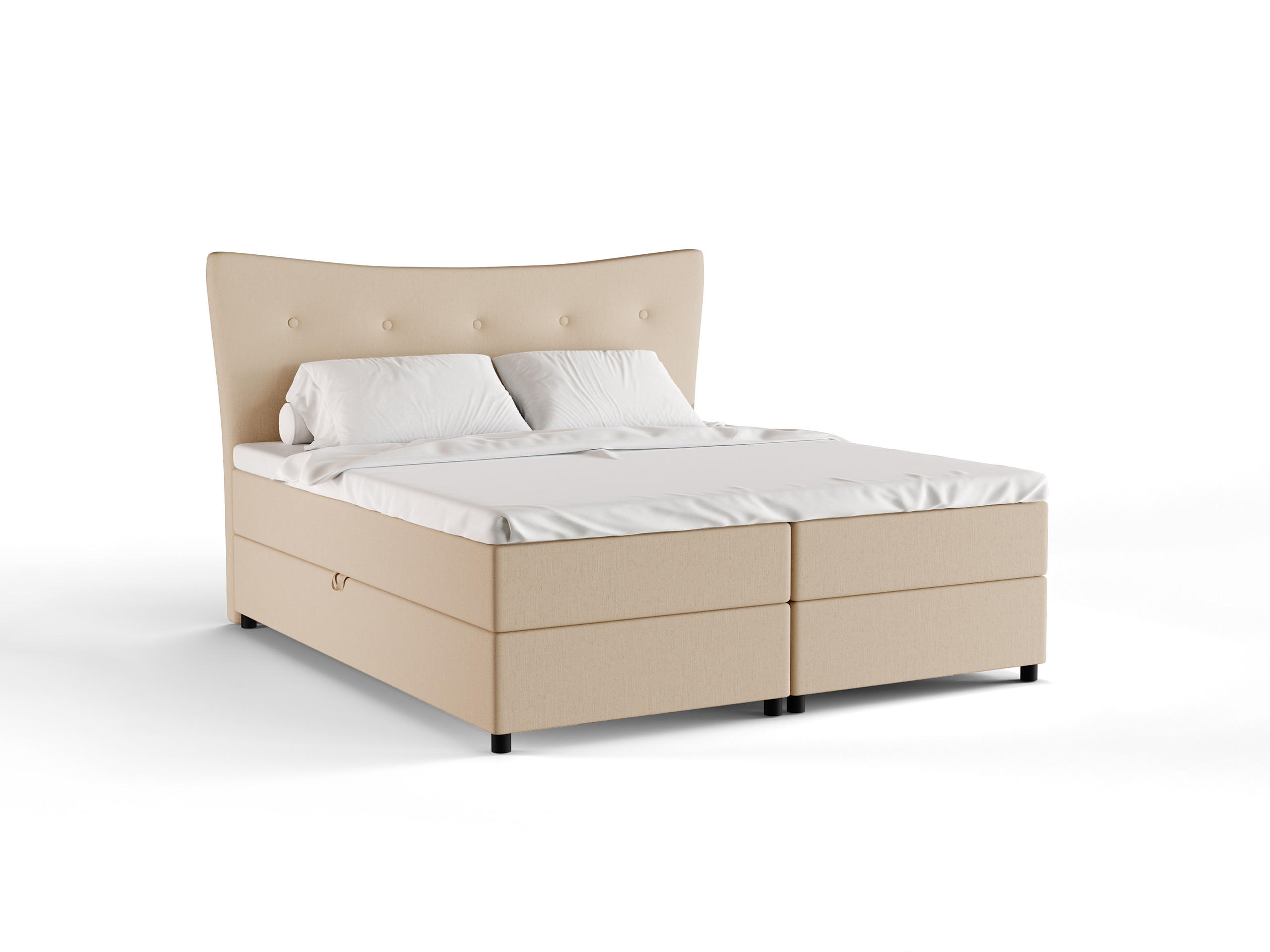 BOXBETT Nevada 180 x 200 cm Doppelbett mit hochwertiger Bonell-Matratze und Topper - beige - Beige, Holz (180/200cm) - Panda Möbel
