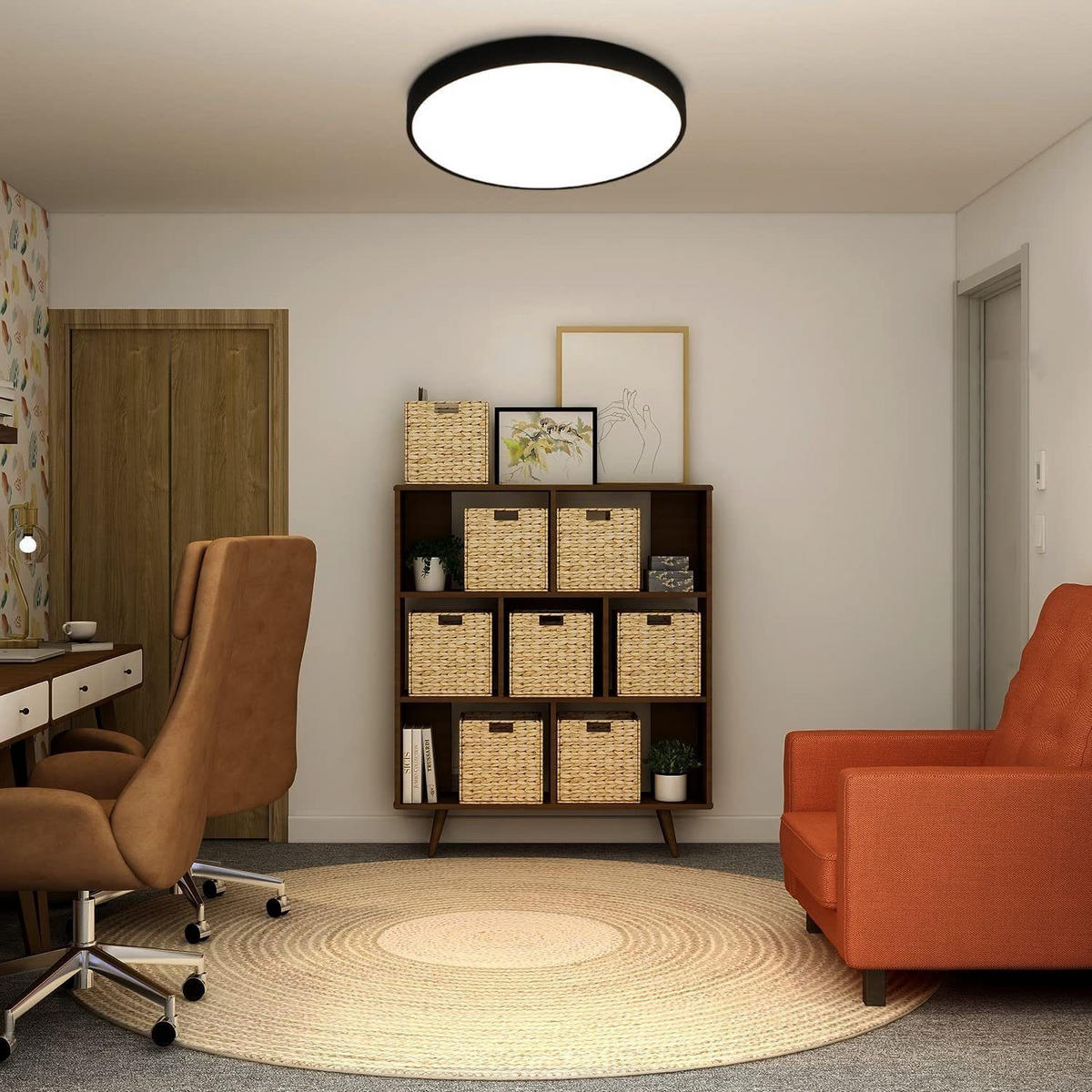 LED-DECKENLEUCHTE Roland 28/28/3 cm - Schwarz, Kunststoff (28/28/3cm) - Nettlife