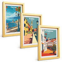 BILDER SET 3er Set - 20x30 cm Goldrahmen - Retro-Stadtillustrationen - Goldfarben, Kunststoff (20/30cm) - TULUP