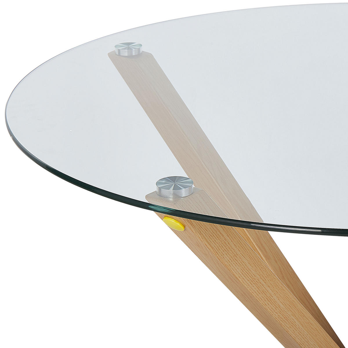 ESSTISCH 90/90/75 cm Transparent, Hellbraun Rund Altura - Transparent, Glas (90/90/75cm) - Beliani
