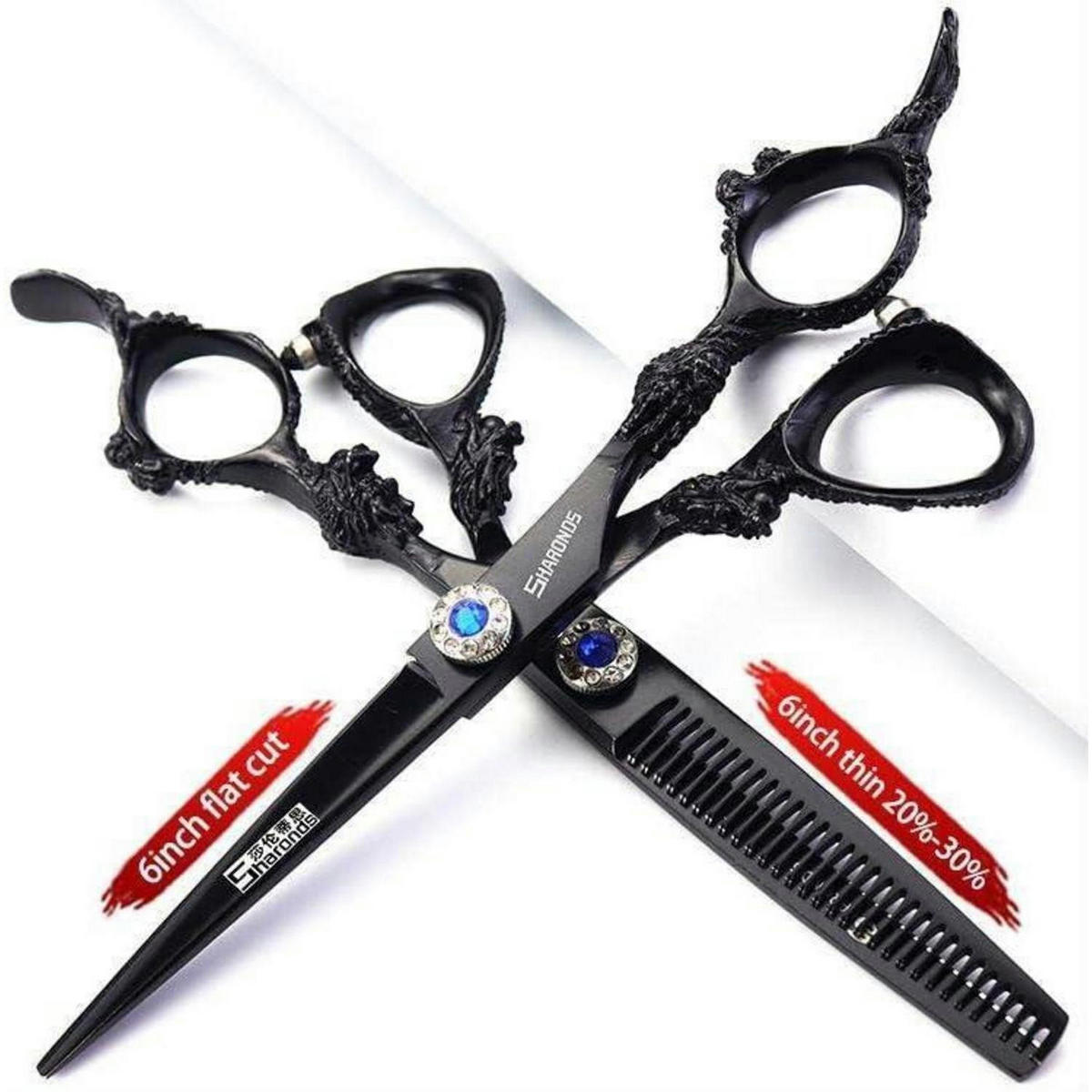 FRISEURSCHEREN Set 6 Zoll 3-teilig Edelstahl - Schwarz, Metall (5/1/15.2cm)