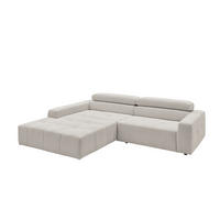 ECKSOFA RENO Silber Cord - Silberfarben/Schwarz, Kunststoff/Textil (258/217cm) - KAWOLA