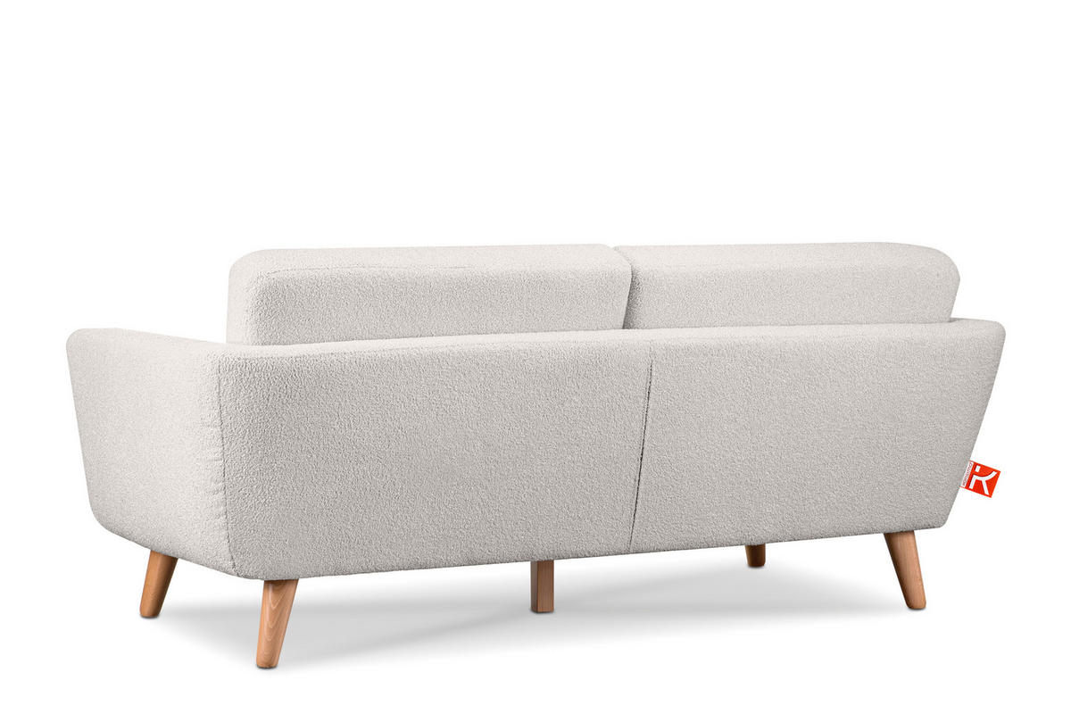 3-SITZER-SOFA TAGIO mit Armlehnen, Weiß - Braun/Weiß, Buchenholz/Textil (88/80/190cm) - KONSIMO®