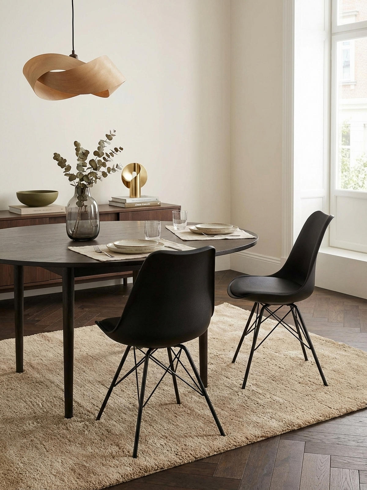 ESSZIMMERSTUHL 2er Set mit Metallgestell Skandinavisch gepolstert, Schwarz 58x48x86 cm - Schwarz, Kunststoff/Textil (58/86/48cm) - KADIMA DESIGN