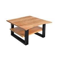 COUCHTISCH PATRICK - Beige/Schwarz, Holz/Metall (90/90/46cm) - SAM