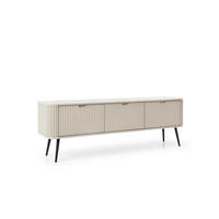 TV-SCHRANK "NOVA" Kaschmir 154x39x56cm Geriffelt Regal, 2-Türen, Schublade, Schwarze Beine - Kaschmir/Creme, Holzwerkstoff/Kunststoff (168/56/39cm) - DomoHome