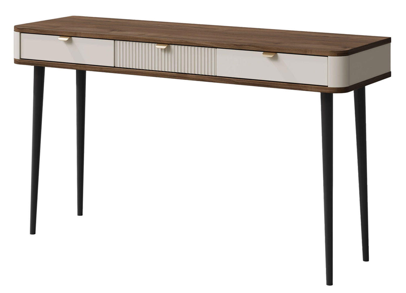 KONSOLENTISCH Marly Kaschmir / Walnuss 130 / 40 / 82cm - Beige/Schwarz, Holz/Holzwerkstoff (40/130/82cm) - Feldmann-Wohnen