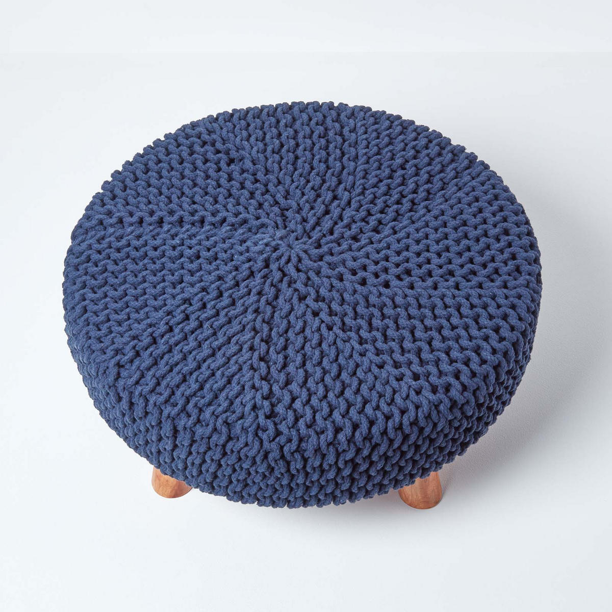 STRICK-HOCKER dunkelblau, rund 62/62/30 cm - Dunkelblau, Textil (62/30/62cm) - Homescapes