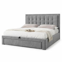 POLSTERBETT 140/190 cm in Grau Samt mit Bettkasten und 2 Schubladen - Dunkelgrau, Holzwerkstoff/Textil (140/190cm) - CHICFURN