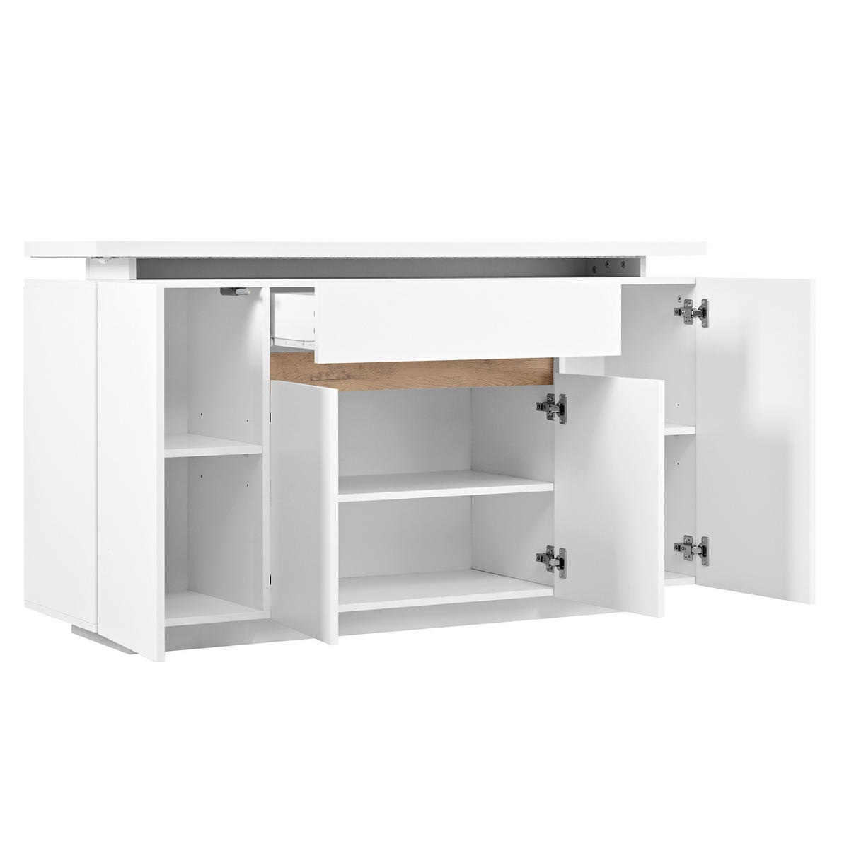 SIDEBOARD mit LED-Beleuchtung Weiß 140x40x80cm - Weiß, Holzwerkstoff (40/80/140cm) - FLIEKS