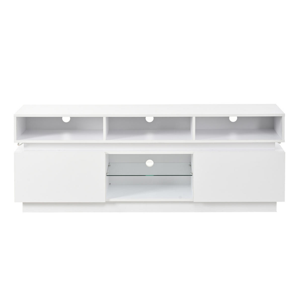 TV-LOWBOARD 160/35/60 cm weiß aus MDF mit Glasplatte und LED - Weiß, Holzwerkstoff (35/60/160cm) - OKWISH
