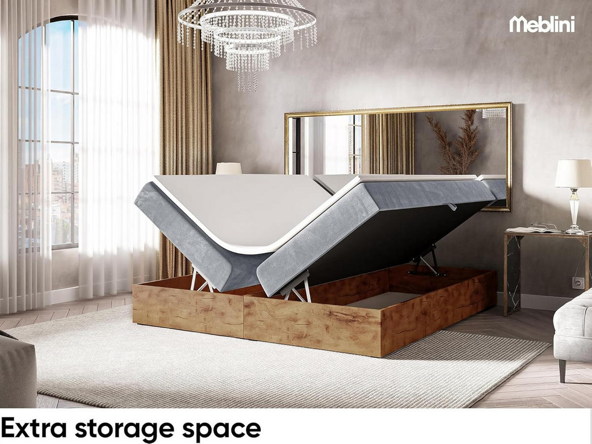 BOXSPRINGBETT LOFTY BOX - Grau, Holzwerkstoff (160/220cm) - Meblini