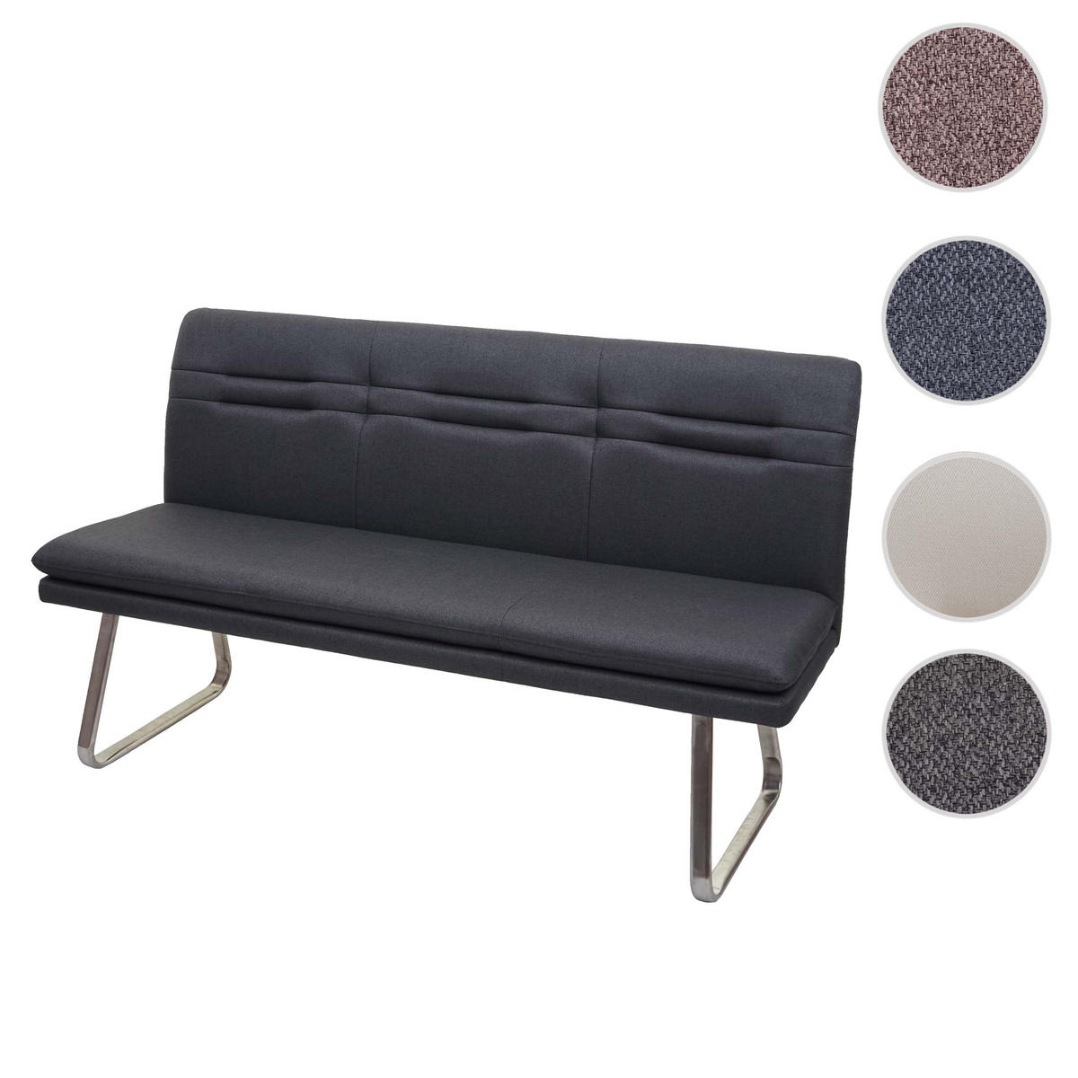 SITZBANK Grau, Silber - Silberfarben/Grau, Textil (160/90/59cm) - MCW