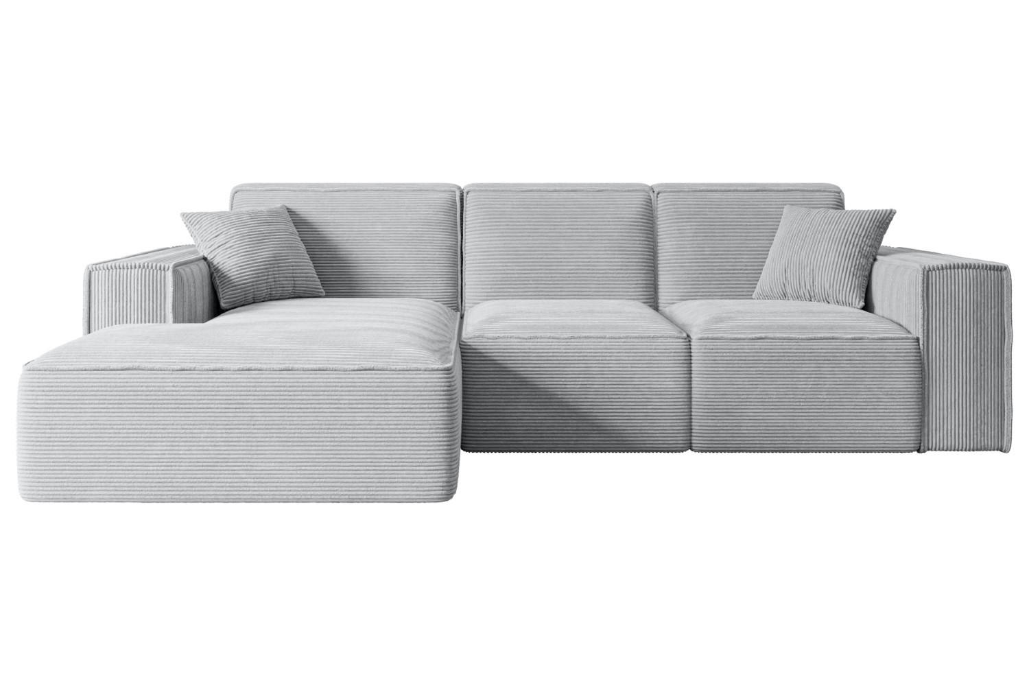ECKSOFA Ottomane Links SERRA-L - 266x165x73 cm Grau Cord - Schwarz/Grau, Holzwerkstoff/Kunststoff (165/266cm) - ALTDECOR